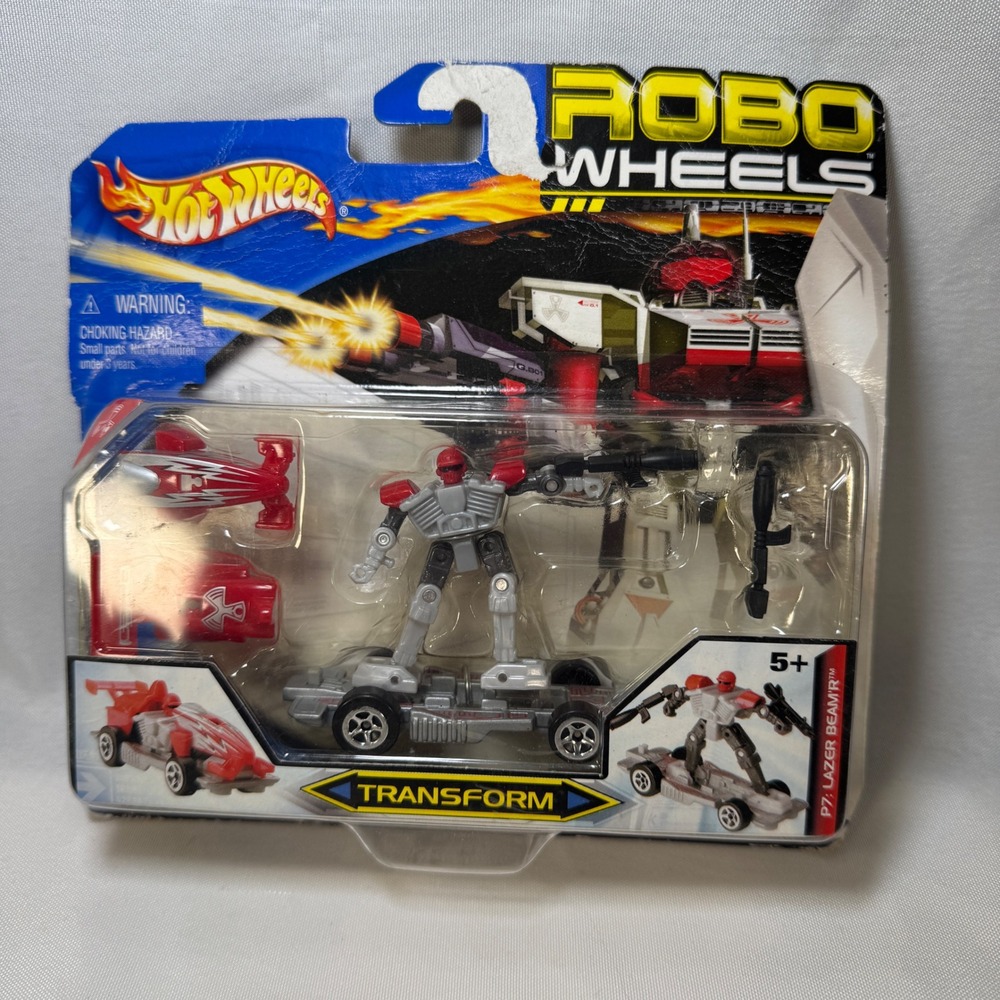 Hot Wheels Robo Wheels P7 Lazer Beam'r Transforming Robot Car Positron Silver